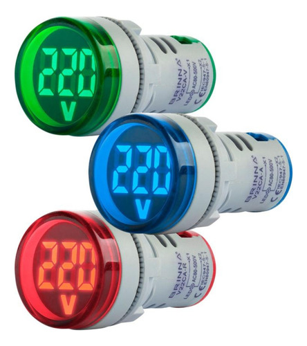 Combo Voltimetros Digitales Brinna 220v 380v Ojos De Buey