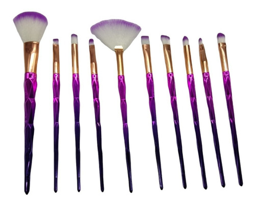 Set De 10 Brochas Aplicadoras Maquillaje Tornasoladas