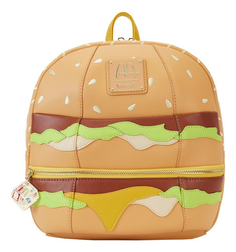 Loungefly Mcdonalds Big Mac Mini Backpack Color Marrón Diseño De La Tela Lisa