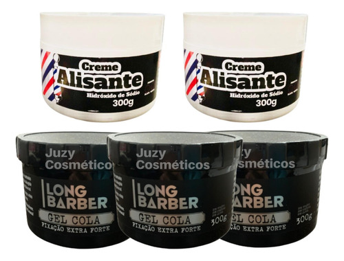 Kit 2 Alisante Americano White 300g + 3 Gel Long Barber 300g