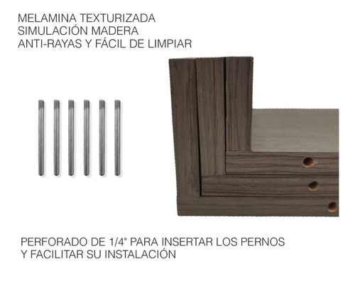 Imagen 4 de 10 de Set De 3 Repisas Flotantes Estilo U 30 X 15 Cm Color Lombardia