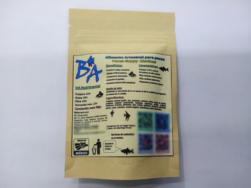 Alimento Ba Bioacuatixz Guppy Alevines Criadores 50g 