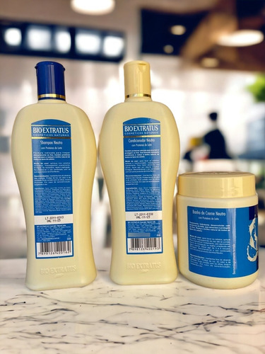 Kit 1 Shamp 1 Condic 1 Banho Creme Brilho Neutro 500ml