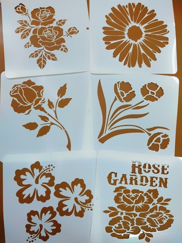 Combo X 4 Stencil Flores Shabby 20 X 20 Modelos A Eleccion 