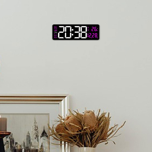 . Reloj De Pared Digital, Luz Nocturna Colorida, Control
