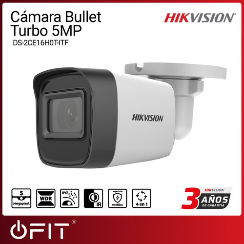 Imagen 2 de 10 de Cámara Seguridad Hikvision Turbo Bullet 5mp Exterior Metal