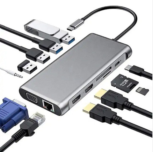 12 En 1 Usb Tipo C Usb-c Multi Hub