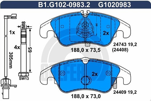 Balatas Delant Galfer  Audi A5 Tfsi 2.0t 2014 2016