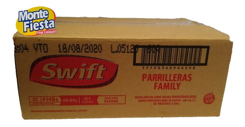 60 Hamburguesas Swift Parrillera De 69 Grs  