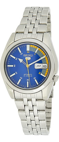 Seiko 5 Automático Esfera Azul Plata Reloj De Los Hombres