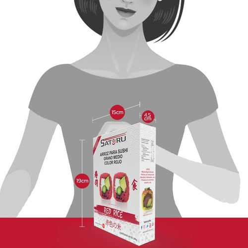 Imagen 2 de 10 de Arroz Japonés Rojo Para Sushi Sin Sabor Añadido 300g