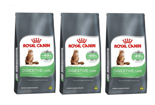 Kit 3 Unidades Ração Gato Digestive Care 400g Royal Canin