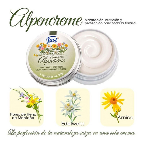 Imagen 4 de 7 de Crema Humectante Swiss Just Edición Especial Alpencreme 50g