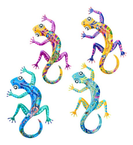 4 Figuras De Metal Coleccionables De Gecko Para Decoración
