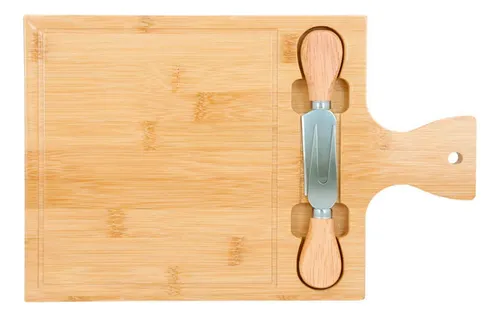 Tabla Bambú Para Quesos Y Picadas Con 2 Utensilios 36x23cm