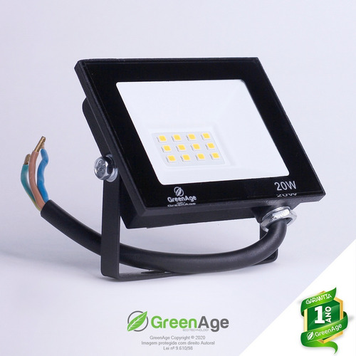 Refletor Led Verde Smd 20w Prova D'água Bivolt