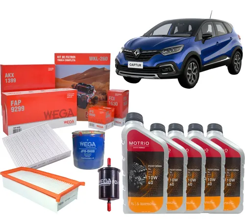 comprar Kit Troca Oleo Motor 10w40 Captur 1.6 16v 2021 2022 Flex