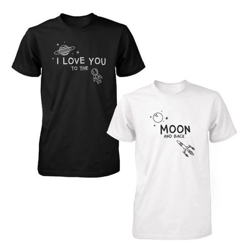 Juego Playeras Novios Pareja Unisex Te Amo Asta La Luna  