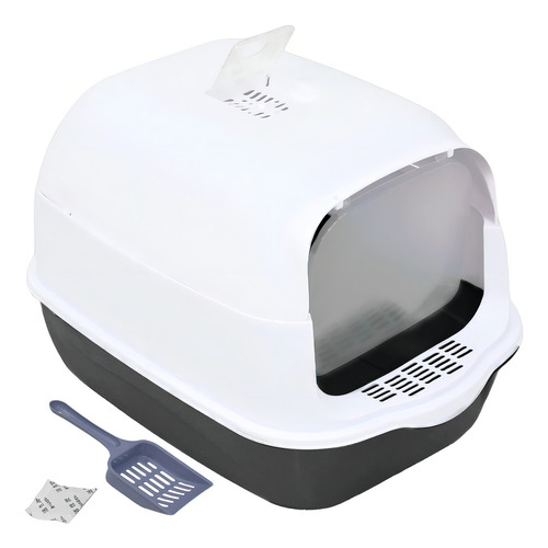 Arenero Para Gato Caja De Arena Con Tapa Y Puerta Abatible Color Negro