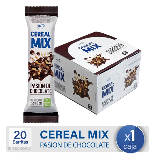 Barra Cereal Arcor Cereal Mix Sabor Pasion De Chocolate 20u