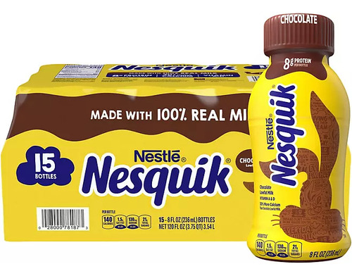 Nestle Chocolate Nesquik Sabor 15 Botellas Pack