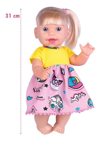 Boneca Eloah Bebê Com Cabelo E Chuquinha Menina Supertoys