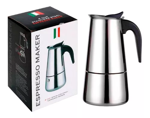 Cafetera Moka Italiana Maker 200ml (4 tazas) Plateado –