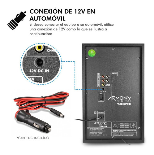 Imagen 3 de 7 de Steelpro Minicomponente Home Theater 8,000 W - Armony - b3.1