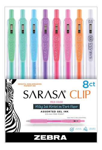  Sarasa Clip Zebra Bolígrafos Pastel/milk Color 8 Ct