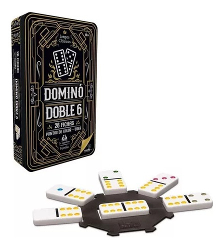 Domino Doble 6 De Ronda Caja Metálica 28 Fichas Familiar 