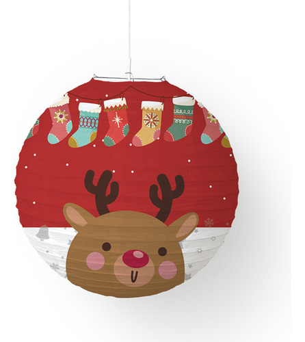 12 Faroles De Papel Para Decoración Navideña, Redondos, CoLG