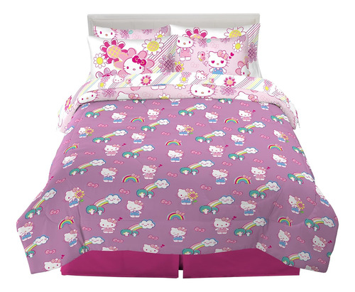 Juego De Acolchado Y Sábanas Franco Hello Kitty, Full, 7 Pzs