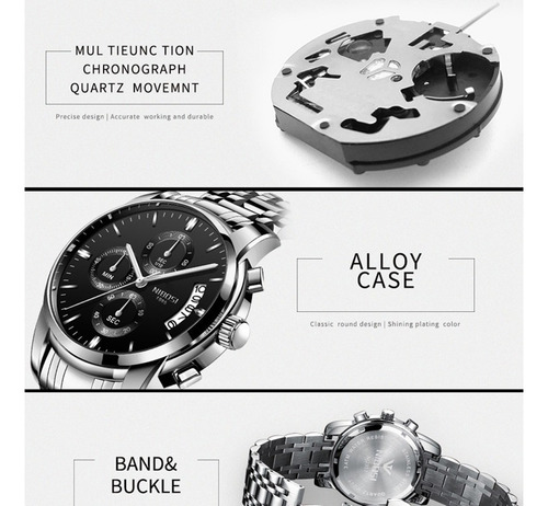 Relojes Nibosi Metallic Chronograph Para Hombre 2353