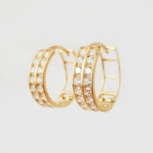 Amor Eterno - Arracadas Huggie Doble Dahlia / Aretes Oro 10k