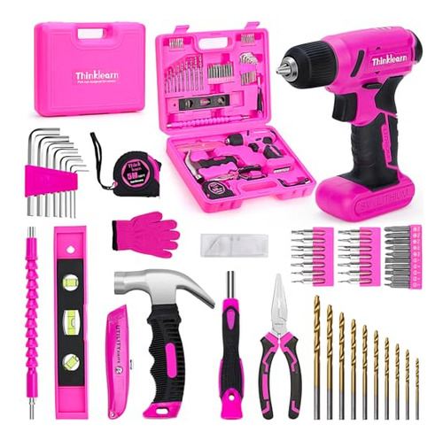 Jgo Herramientas Rosa De 64 Pzas Con Taladro Inalámbrico Tal
