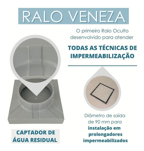 Ralo Invisível Oculto/ Área Com Impermeabilização Cor Branco