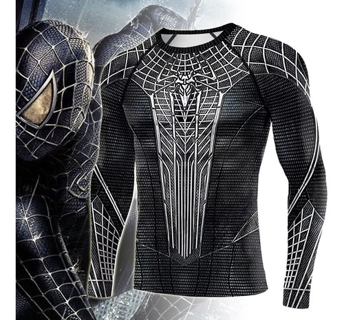 Playera Deportiva De Manga Larga De Secado Rápido Spiderman