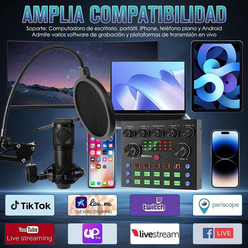 Kit De Micrófono De Condensador V8 Para Streaming, Paquete