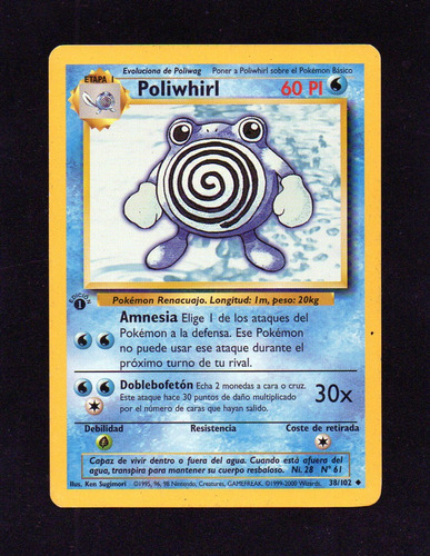 Carta Pokemon Tcg 1era Edicion, Poliwhirl 38/102, Mira!!!