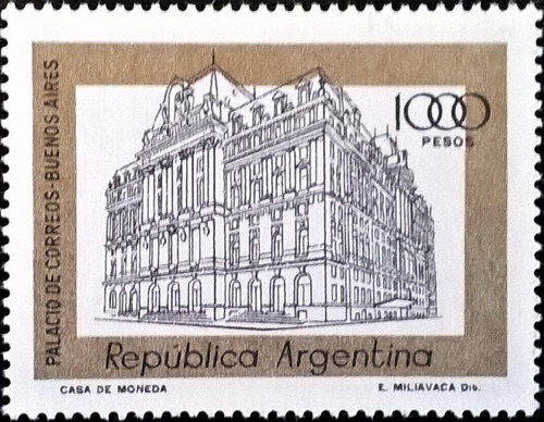 Argentina, Sello Gj 1795 A Correos 1000p Fosf 78 Mint L11155