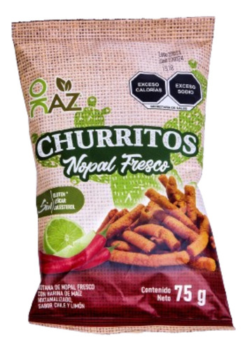 Botana Churritos De Nopal Y Maíz 11 Pack Sabor Chile-limón