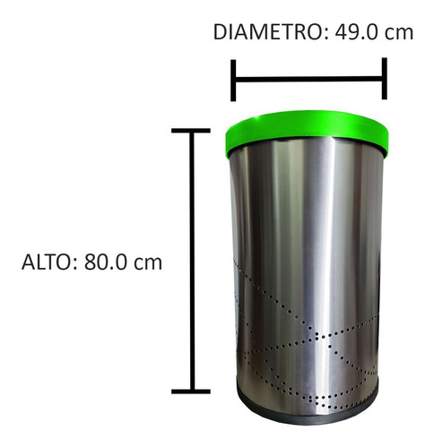 Bote Basura Balancín Cilíndrico Tapa Verde Orgánico 150lt
