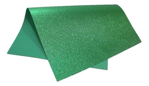 Folhas De Eva Glitter 40x60cm Pacote C/ 5un Verde Escuro Cor Prata