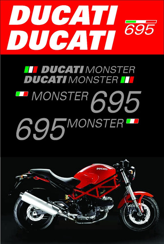 Kit Adesivos Ducati 695 Vermelha Personalizado  Dctm69502