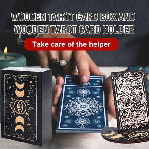 Estuche Y Soporte Para Cartas De Tarot De Madera Q7, Caja De