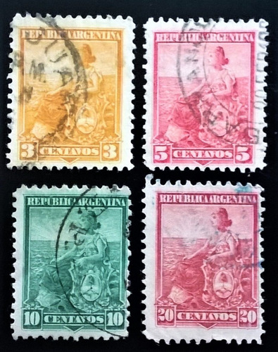 Argentina, Lote 4 Sellos Libertad 1899 Matasellos L12165