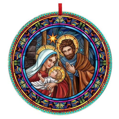 Colgante Sagrada Familia 9cm Adorno De Arbol Navidad