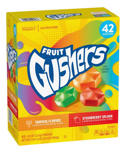 Gushers Fruit Con 42 Pounches 952g Producto Importado Noveda