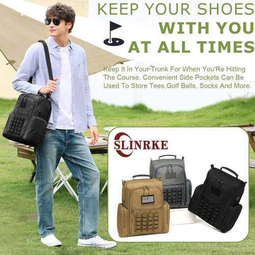 Bolsa Para Zapatos De Golf Slinrke Negra Con Correa De Hombr