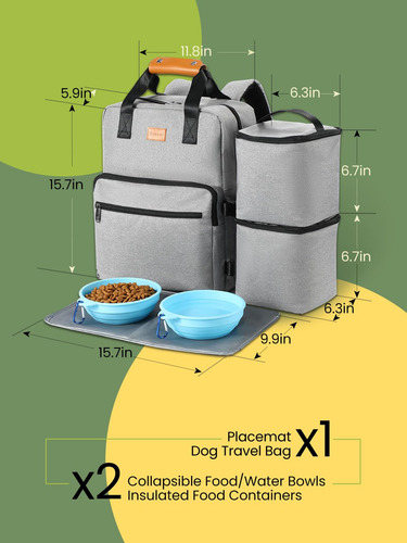 Bolsa De Viaje Para Perro Con Accesorios Y Bolsillos